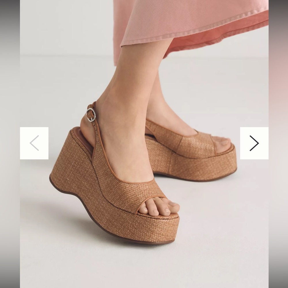 Maeve Anthropologie raffia sling back heels